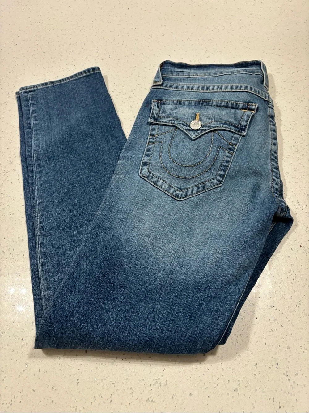 True Religion Men’s Medium Blue relaxed skinny Rocco jeans